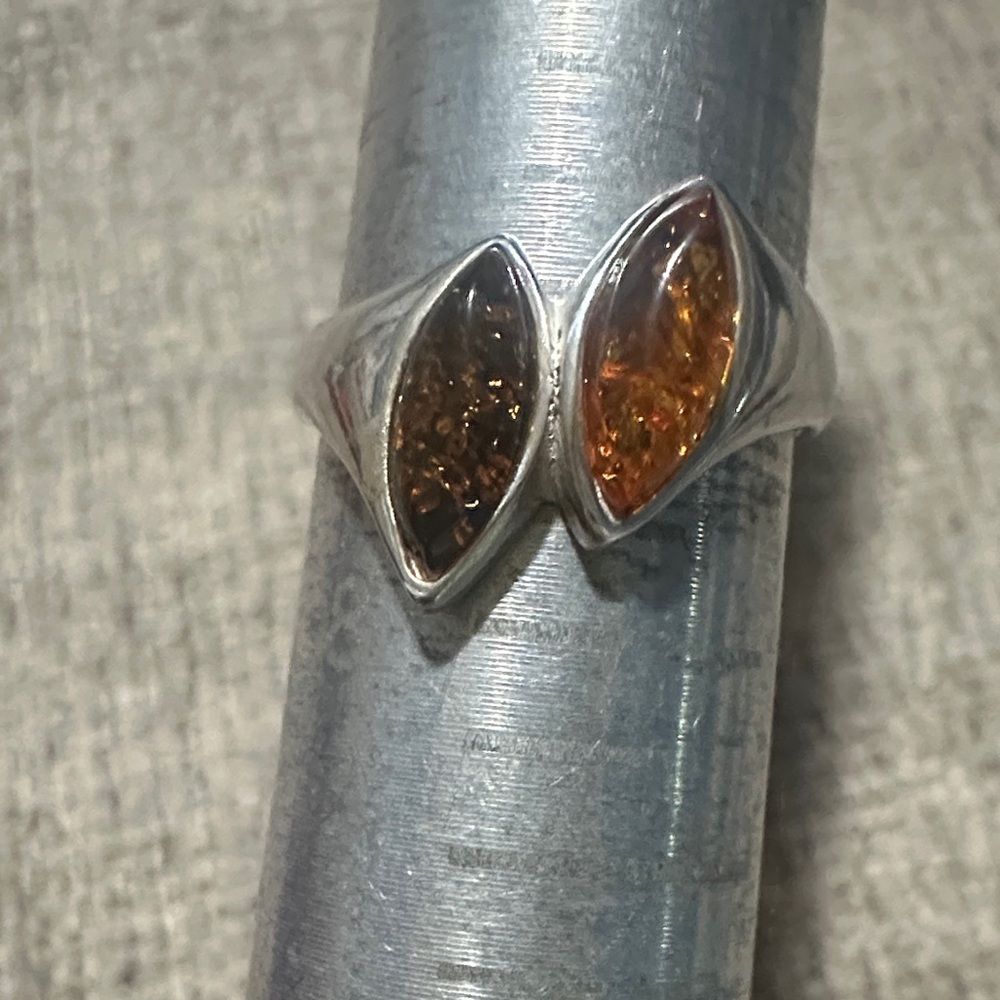 925 Overlap Amber Ring